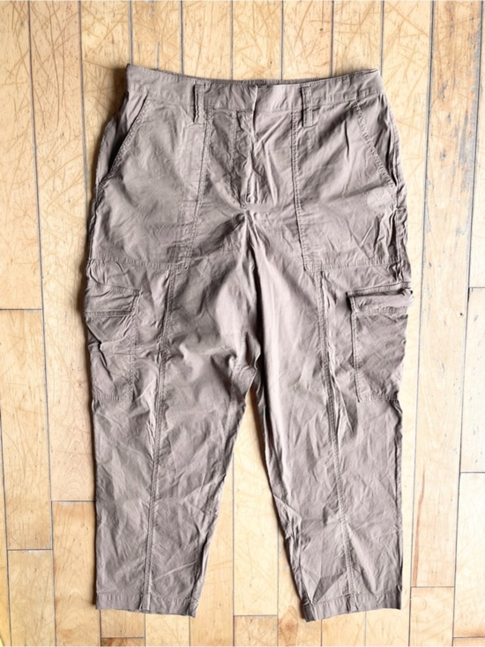 Nicole Miller Cotton & Linen Blend Brown Cargo Utility Style Pants Size 14